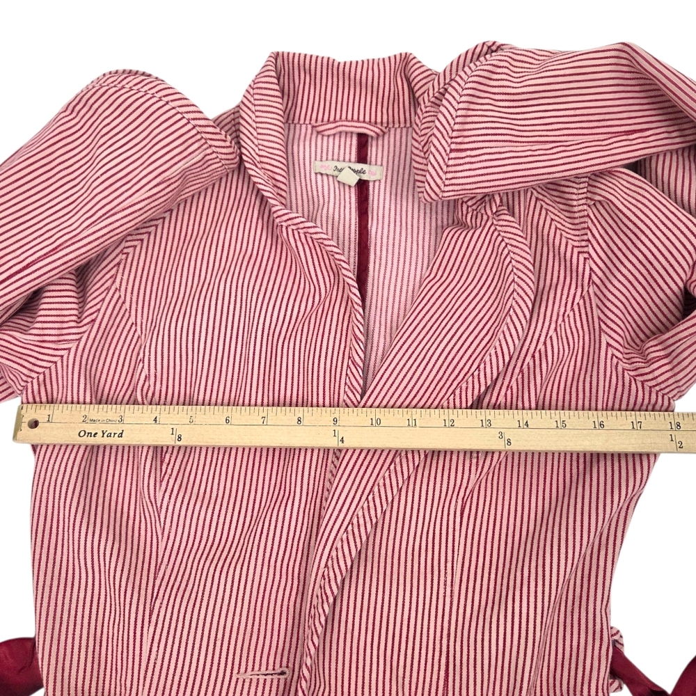 Vintage Y2K Free People Pinstripe Blazer Jacket Womens 8 Red Stripe Coquette - Picture 9 of 12